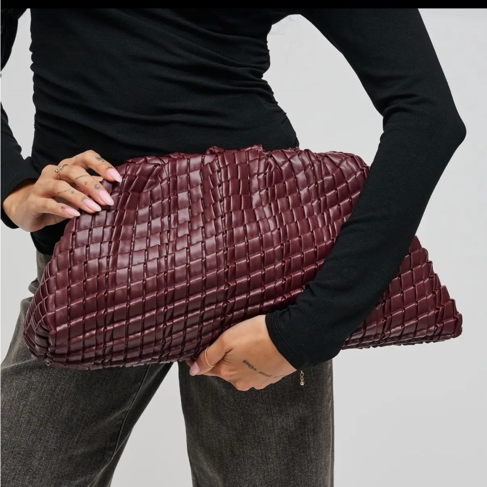 Woven Burgundy Pillow Clutch